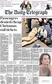 The Daily Telegraph () Newspaper Front Page for 12 December 2017