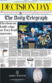 The Daily Telegraph () Newspaper Front Page for 12 December 2019