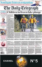 The Daily Telegraph () Newspaper Front Page for 12 December 2022