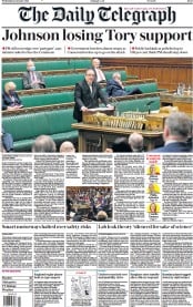 The Daily Telegraph () Newspaper Front Page for 12 January 2022