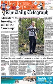 The Daily Telegraph () Newspaper Front Page for 12 February 2018