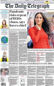 The Daily Telegraph () Newspaper Front Page for 12 February 2021