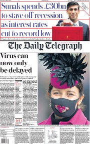 The Daily Telegraph () Newspaper Front Page for 12 March 2020