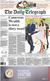 The Daily Telegraph () Newspaper Front Page for 12 April 2016
