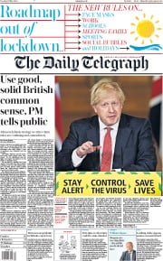 The Daily Telegraph () Newspaper Front Page for 12 May 2020