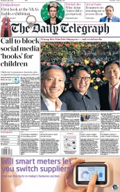 The Daily Telegraph () Newspaper Front Page for 12 June 2018