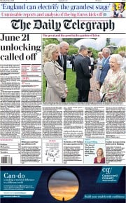 The Daily Telegraph () Newspaper Front Page for 12 June 2021