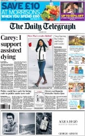 The Daily Telegraph () Newspaper Front Page for 12 July 2014