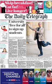 The Daily Telegraph () Newspaper Front Page for 12 August 2017