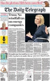 The Daily Telegraph () Newspaper Front Page for 12 August 2022
