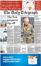 The Daily Telegraph () Newspaper Front Page for 12 September 2015