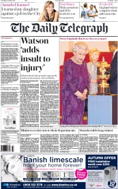 The Daily Telegraph () Newspaper Front Page for 13 October 2015