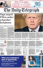The Daily Telegraph () Newspaper Front Page for 13 October 2020