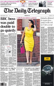 The Daily Telegraph () Newspaper Front Page for 13 November 2012