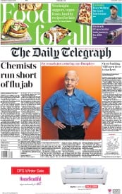 The Daily Telegraph () Newspaper Front Page for 13 January 2018