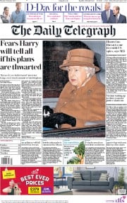 The Daily Telegraph () Newspaper Front Page for 13 January 2020