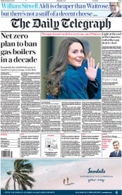 The Daily Telegraph () Newspaper Front Page for 13 January 2023