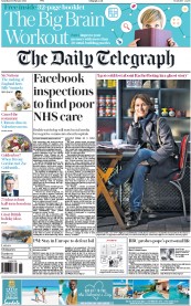 The Daily Telegraph () Newspaper Front Page for 13 February 2016