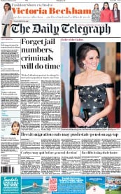The Daily Telegraph () Newspaper Front Page for 13 February 2017