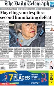 The Daily Telegraph () Newspaper Front Page for 13 March 2019