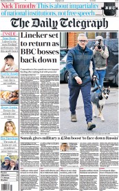 The Daily Telegraph () Newspaper Front Page for 13 March 2023