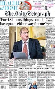 The Daily Telegraph () Newspaper Front Page for 13 April 2020