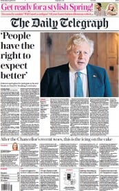 The Daily Telegraph () Newspaper Front Page for 13 April 2022