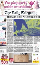 The Daily Telegraph () Newspaper Front Page for 13 May 2017
