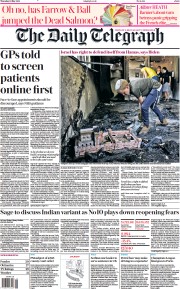 The Daily Telegraph () Newspaper Front Page for 13 May 2021