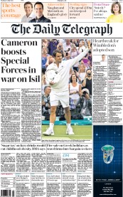 The Daily Telegraph () Newspaper Front Page for 13 July 2015