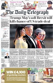 The Daily Telegraph () Newspaper Front Page for 13 July 2018