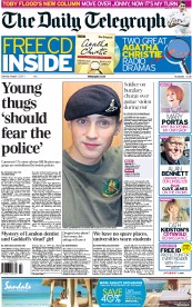 The Daily Telegraph () Newspaper Front Page for 13 August 2011