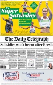 The Daily Telegraph () Newspaper Front Page for 13 August 2016