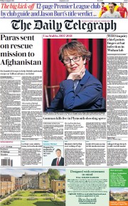 The Daily Telegraph () Newspaper Front Page for 13 August 2021