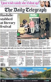 The Daily Telegraph () Newspaper Front Page for 13 August 2022