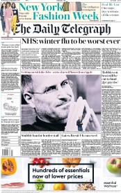 The Daily Telegraph () Newspaper Front Page for 13 September 2017