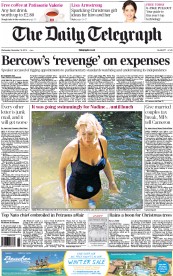 The Daily Telegraph () Newspaper Front Page for 14 November 2012