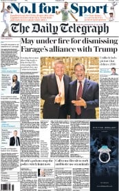 The Daily Telegraph () Newspaper Front Page for 14 November 2016