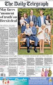 The Daily Telegraph () Newspaper Front Page for 14 November 2018