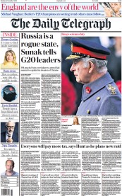The Daily Telegraph () Newspaper Front Page for 14 November 2022