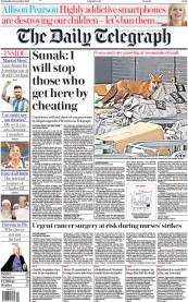 The Daily Telegraph () Newspaper Front Page for 14 December 2022