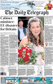 The Daily Telegraph () Newspaper Front Page for 14 January 2016