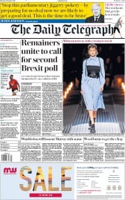 The Daily Telegraph () Newspaper Front Page for 14 January 2019