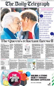 The Daily Telegraph () Newspaper Front Page for 14 January 2020