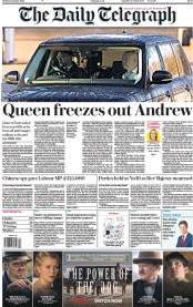 The Daily Telegraph () Newspaper Front Page for 14 January 2022