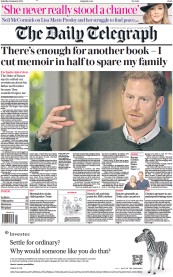 The Daily Telegraph () Newspaper Front Page for 14 January 2023