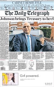 The Daily Telegraph () Newspaper Front Page for 14 February 2020