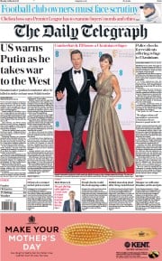 The Daily Telegraph () Newspaper Front Page for 14 March 2022