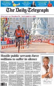 The Daily Telegraph () Newspaper Front Page for 14 April 2014