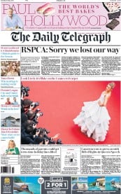 The Daily Telegraph () Newspaper Front Page for 14 May 2016